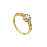 Bague solitaire en or 18 carats avec zircone